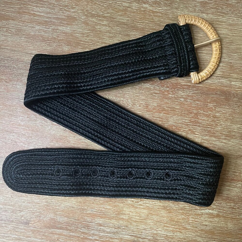 Black woven belt with buckle XS